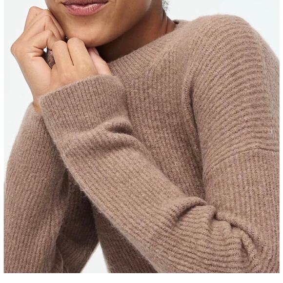 NWT J. Crew Ribbed Boyfriend Crewneck Sweater Size XS Extra-Soft Yarn Brown - Picture 12 of 12